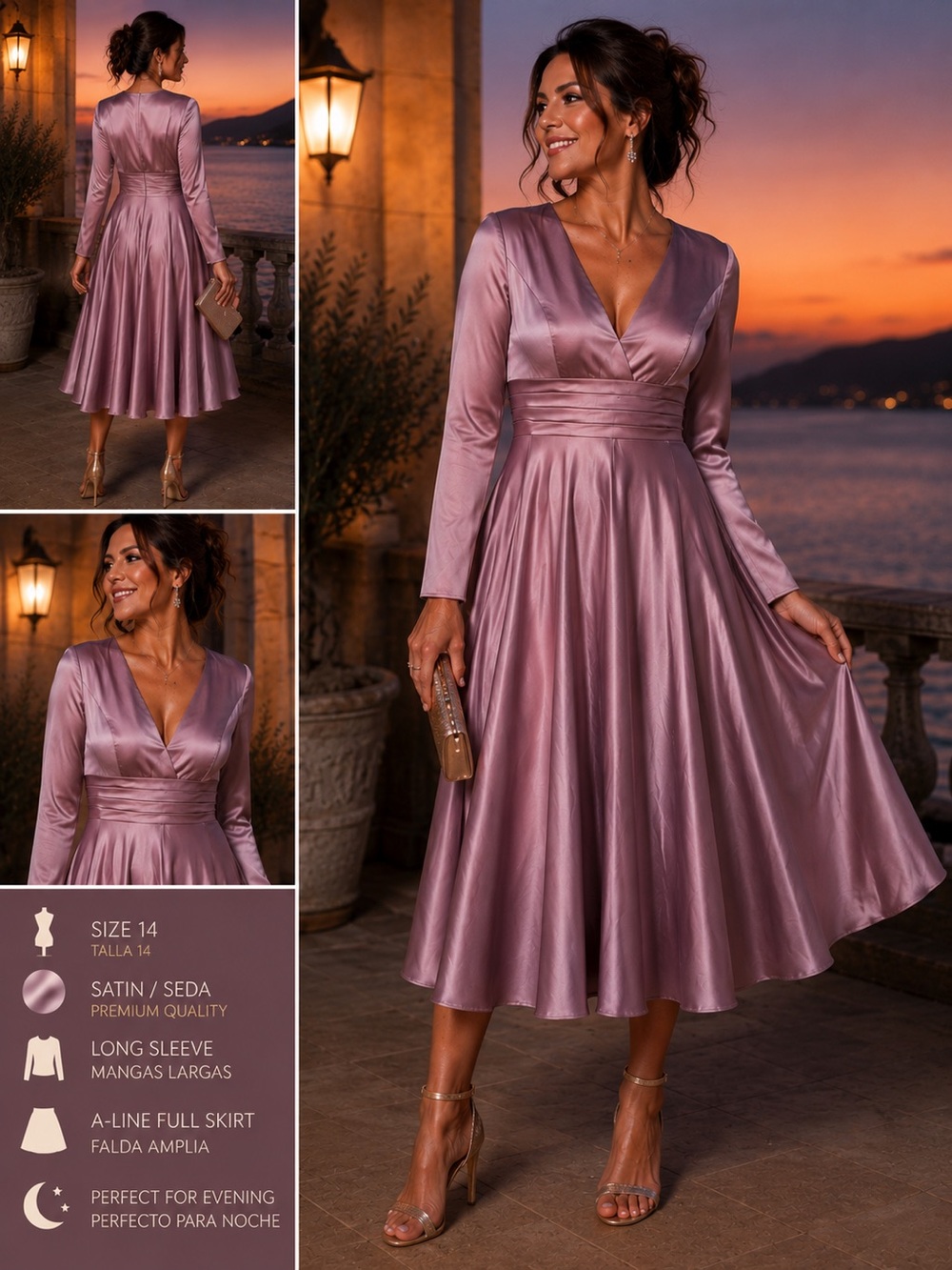 Mac Duggar Blush Pink Long Sleeve Fit-and-Flare Dress - Picture 9 of 9